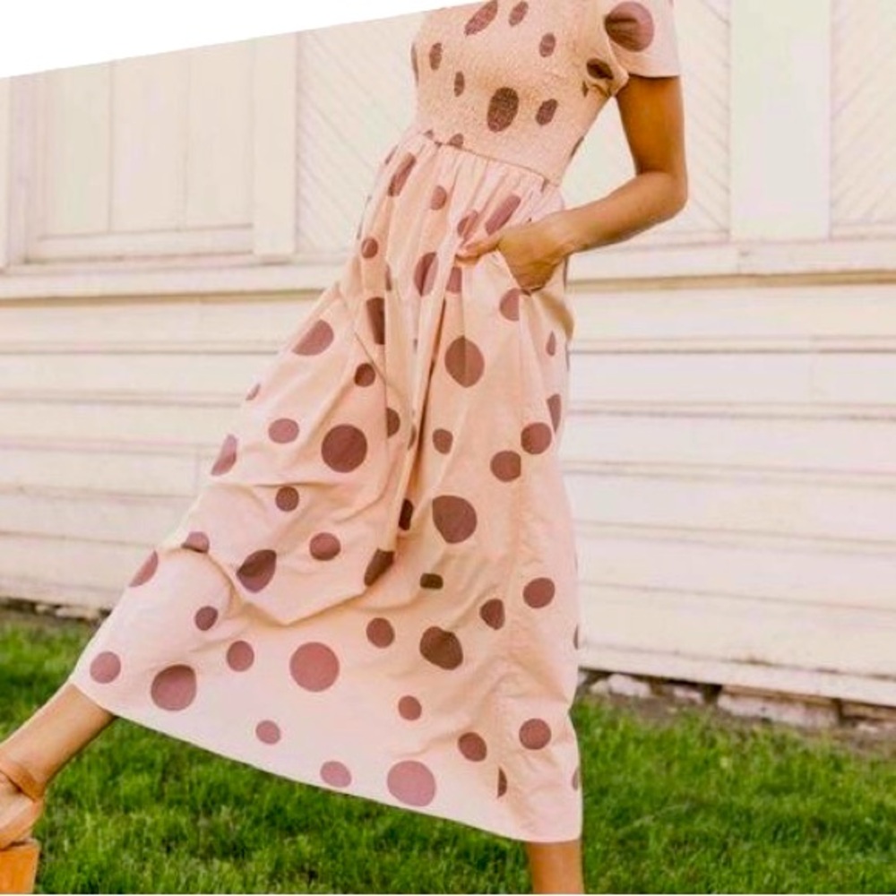 ROOLEE Pink Polka Dot Maxi Dress Size Medium